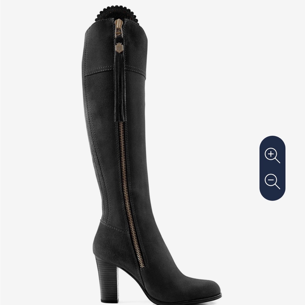 Fairfax and Favor Regina Knee-High boot, woman’s boot black suede, size 9